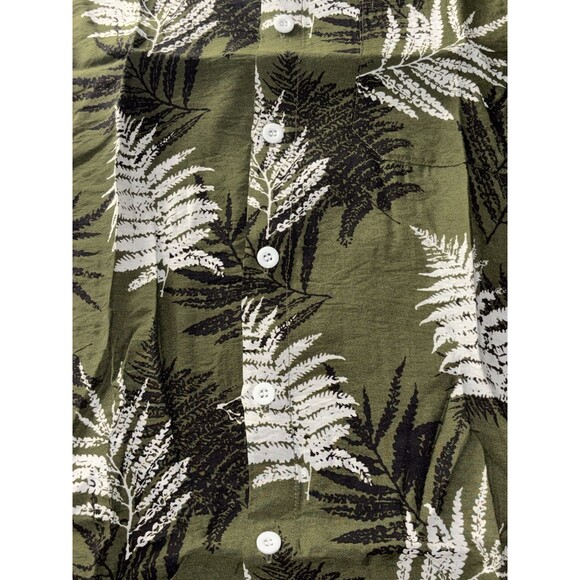 Men’s Button Down Floral Hawaiian Fern Casual Collared Shirt Medium Short Sleeve - Picture 5 of 5